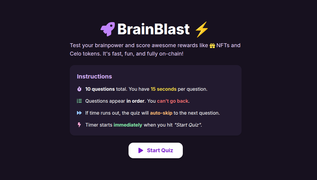 Brain Blast — Quiz App - Farcaster Mini Apps screenshot
